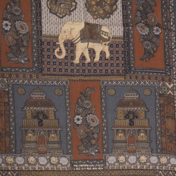 Elephant Scarf, Silk and Wool, 150 x 40 cm